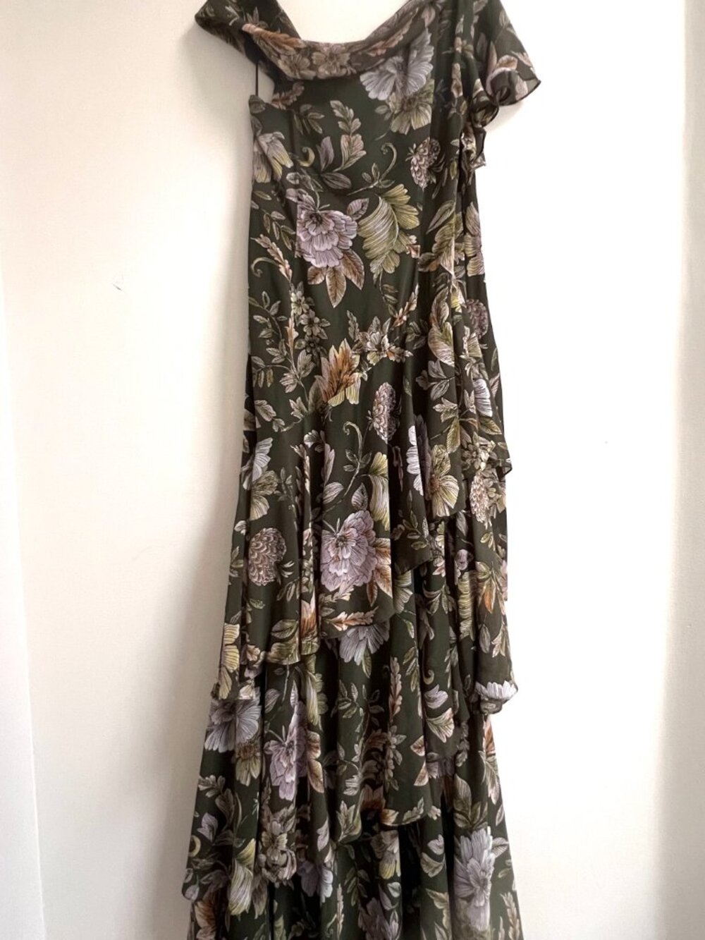 Lauren Ralph Lauren Farm Olive Floral Asymmetric One Shoulder Maxi Dress 6 NWT - Picture 9 of 10